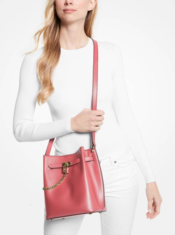Damske Prenosná Taška Michael Kors Hamilton Legacy Medium Leather Svetlo Červené - Kabelky Michael Kors Akcia | GKEBT-3851
